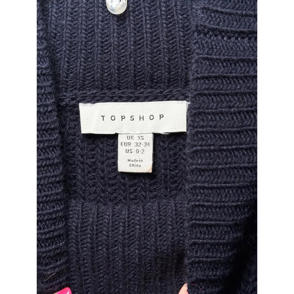 Women's Topshop Navy Ribbed Turtleneck Sweater XS